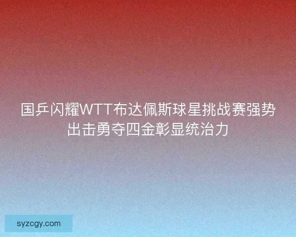 国乒闪耀WTT布达佩斯球星挑战赛强势出击勇夺四金彰显统治力